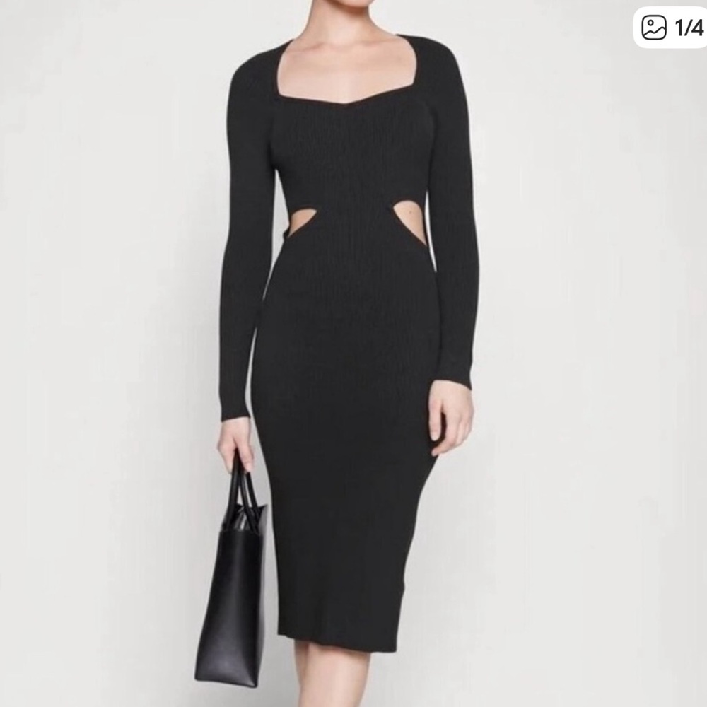 Abercrombie Black Long Sleeve Sweater Ribbed Side Cutout Dress